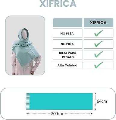 Bufanda Larga para Mujer con Flecos Turquesa