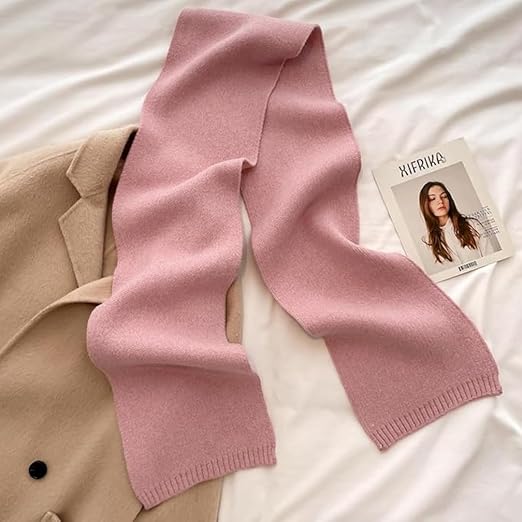 Bufanda Corta de Punto Suave Rosa