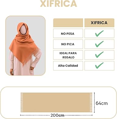 Bufanda Larga para Mujer con Flecos Beige Claro