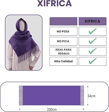 Bufanda Larga para Mujer con Flecos Morada