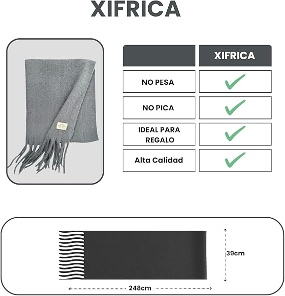 Bufanda de Mujer para Invierno Gris Oscuro