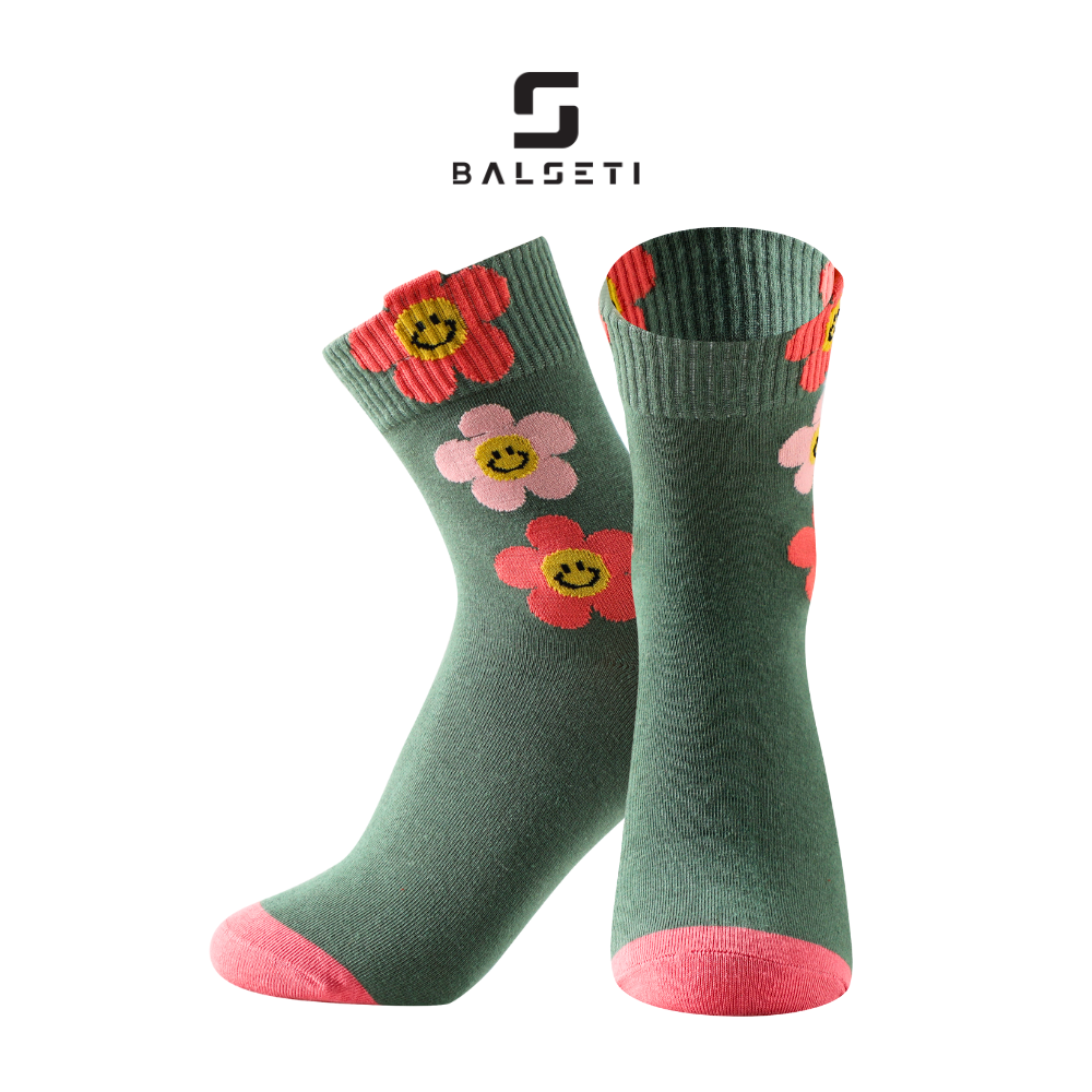 Calcetines caña media, modelo "Happy flower". Talla 35-41. Pack surtido 6/u.