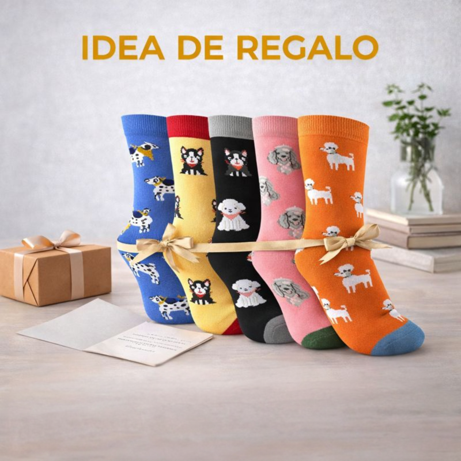 Calcetines multicolores de perritos