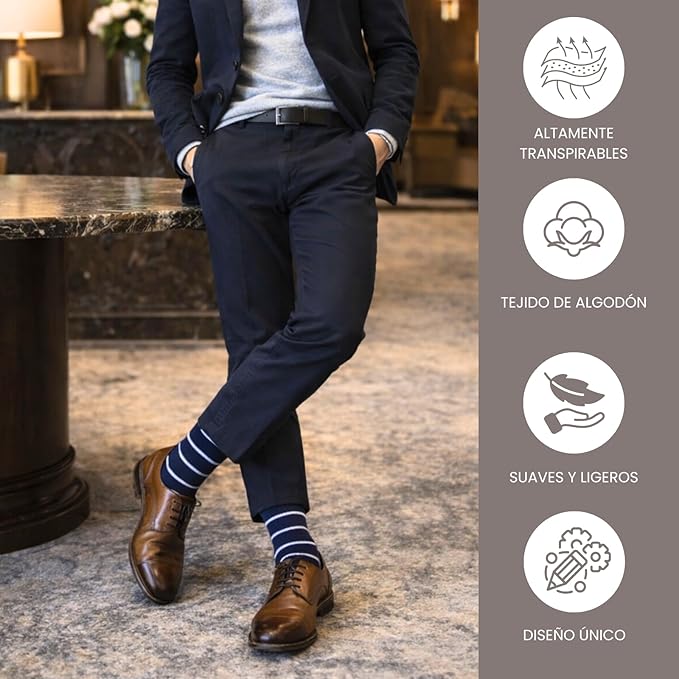 Calcetines media caña formales y básicos de rayas y rombos