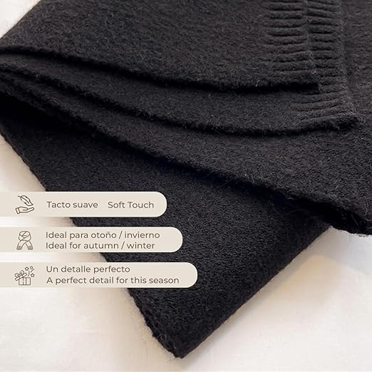 Bufanda Corta de Punto Suave Negro