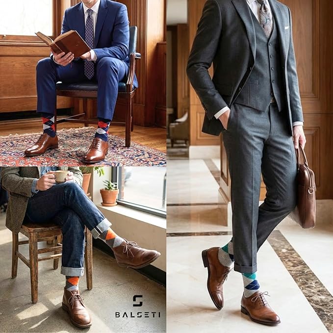 Calcetín Estampado Rombos Gris para Hombres
