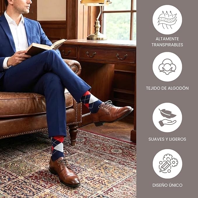 Calcetín Estampado Rombos Gris para Hombres