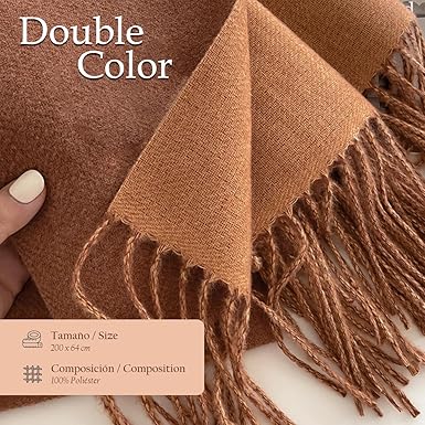 Bufanda Larga para Mujer con Flecos Marrón Fuerte