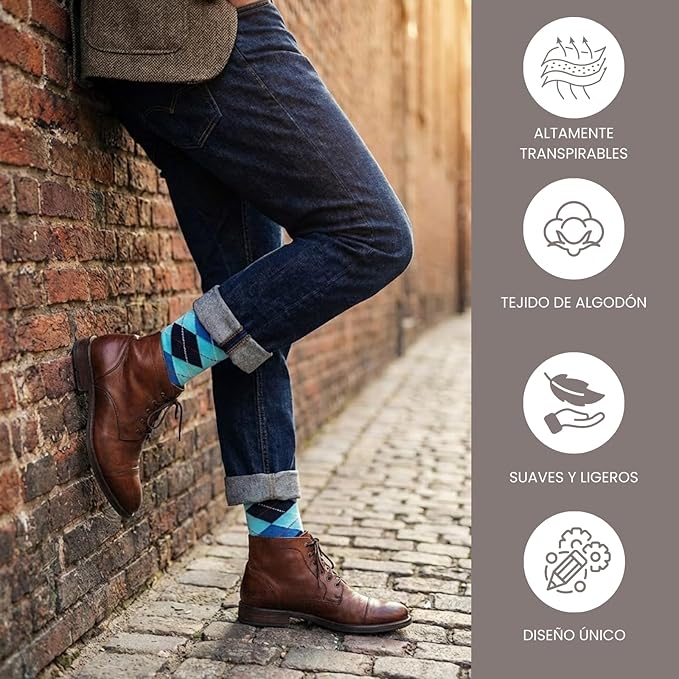 Calcetin de Colores Básicos, Formales y Estampados para Hombres