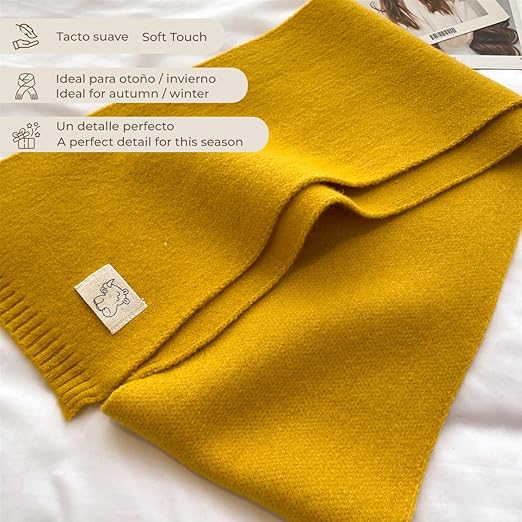 Bufanda Corta de Punto Suave Amarillo