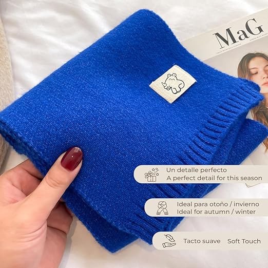 Bufanda Corta de Punto Suave Azul