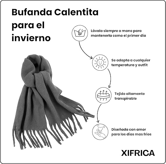 Bufanda de Mujer para Invierno Gris Oscuro