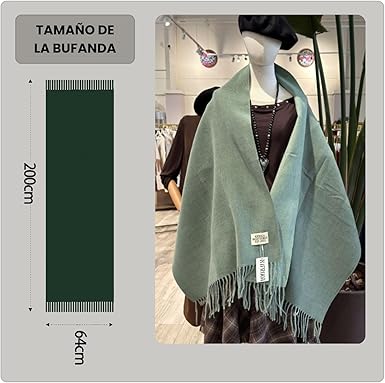 Bufanda Larga para Mujer con Flecos Verde Suave