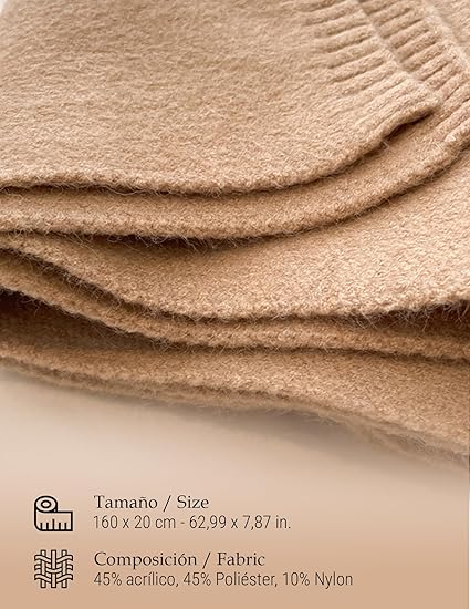 Bufanda Corta de Punto Suave Camel