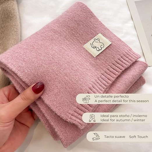 Bufanda Corta de Punto Suave Rosa