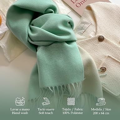 Bufanda Larga para Mujer con Flecos Turquesa