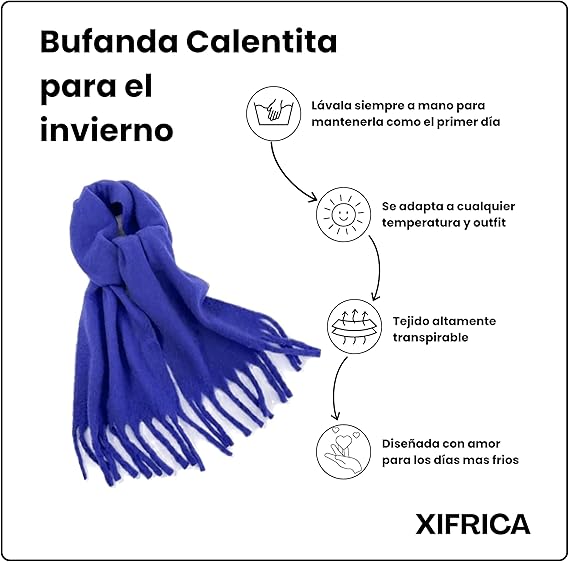 Bufanda de Mujer para Invierno Azul Eléctrico