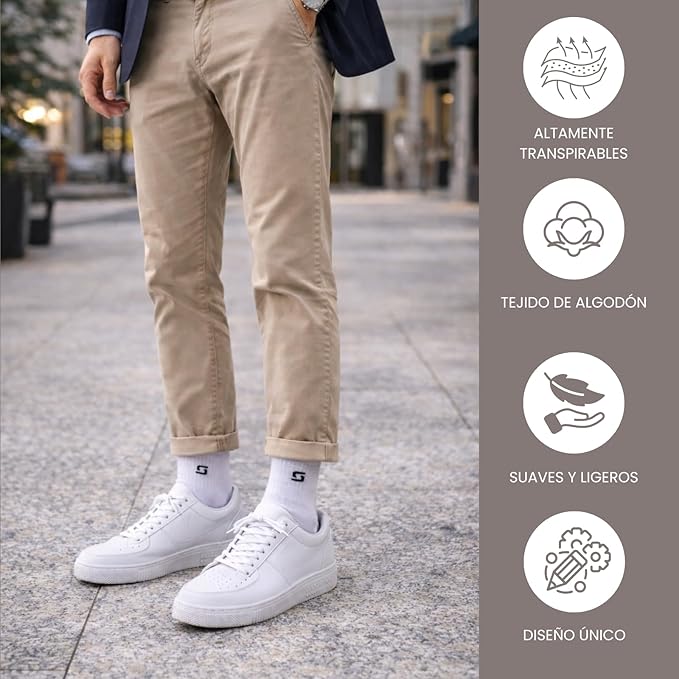 Calcetines media caña formales y básicos blancos