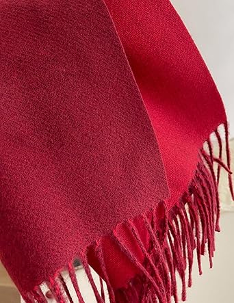 Bufanda Larga para Mujer con Flecos Granate