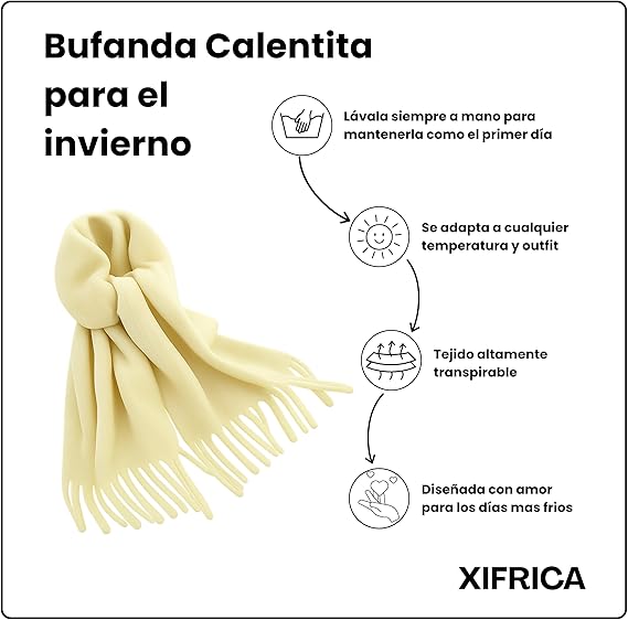 Bufanda de Mujer para Invierno Amarilla Claro