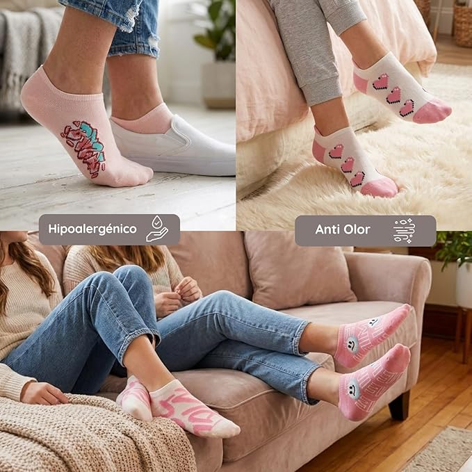 Calcetines tobilleros con diseño urbano y figuras
