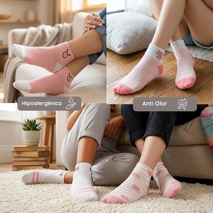 Calcetines tobilleros con estampados divertidos en rosa