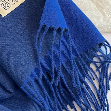 Bufanda Larga para Mujer con Flecos Azul Marino