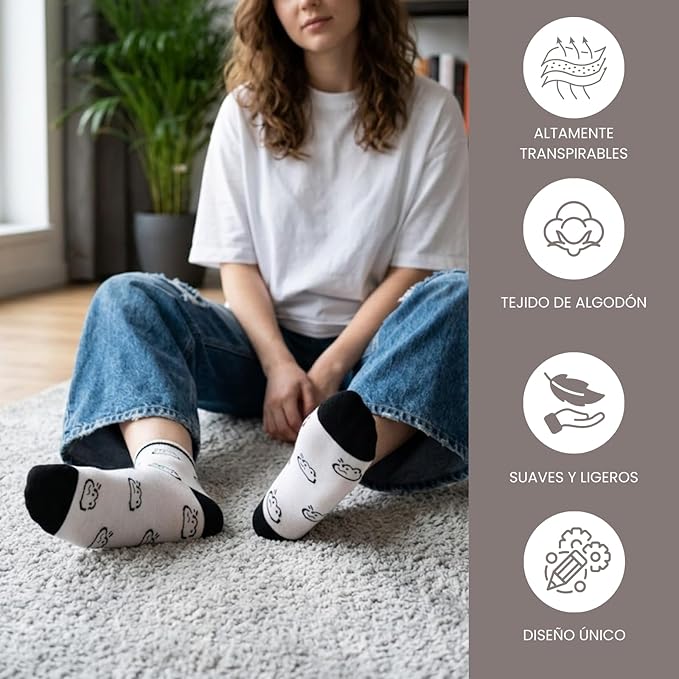 Calcetines tobilleros con estampados divertidos y rayas