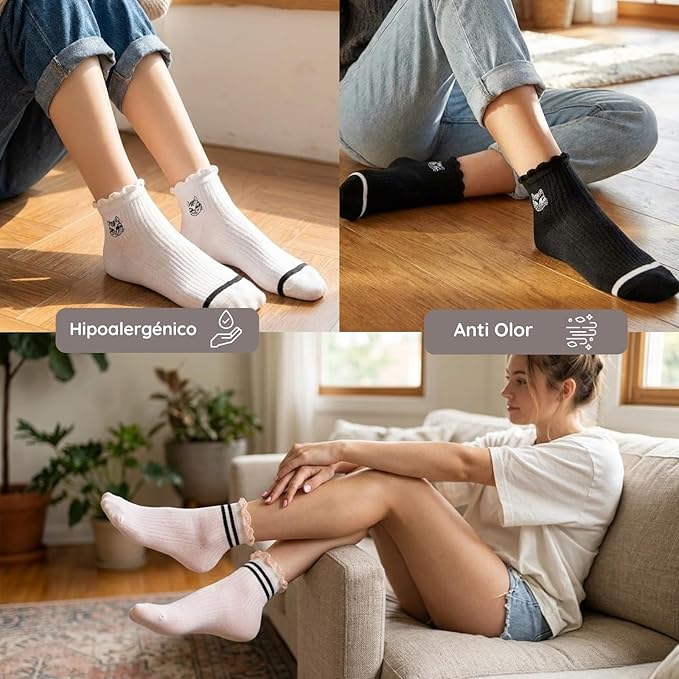 Calcetines tobilleros a rayas con estampado divertido