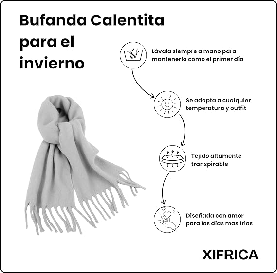 Bufanda de Mujer para Invierno Gris Claro