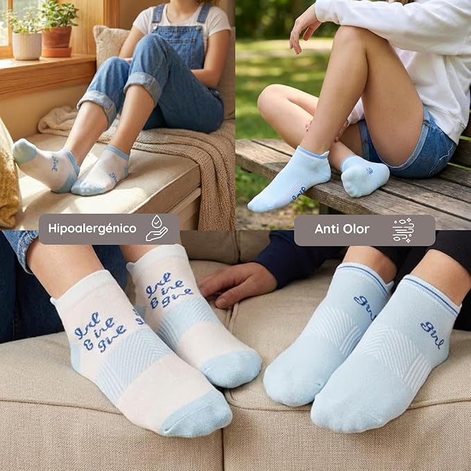 Calcetines tobilleros "Girl" en azul