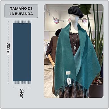 Bufanda Larga para Mujer con Flecos Aquamarina
