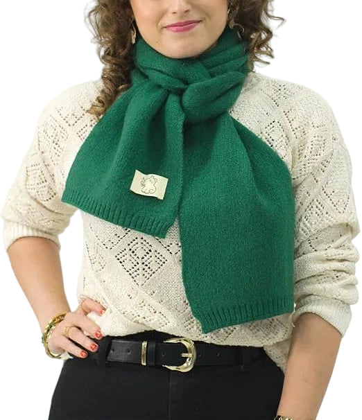 Bufanda Corta de Punto Suave Verde Oscuro