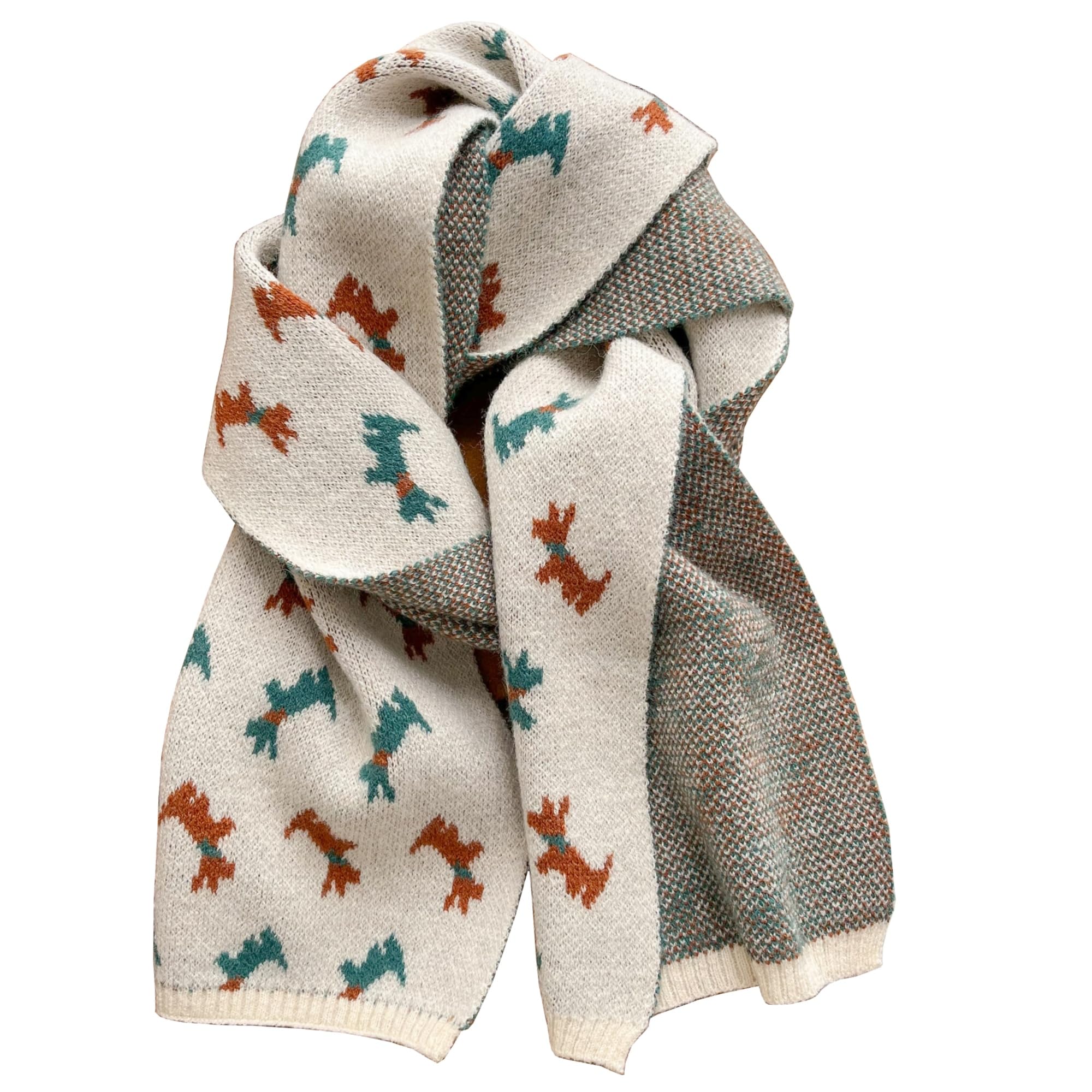 Bufanda calentita de colores con estampado de perritos