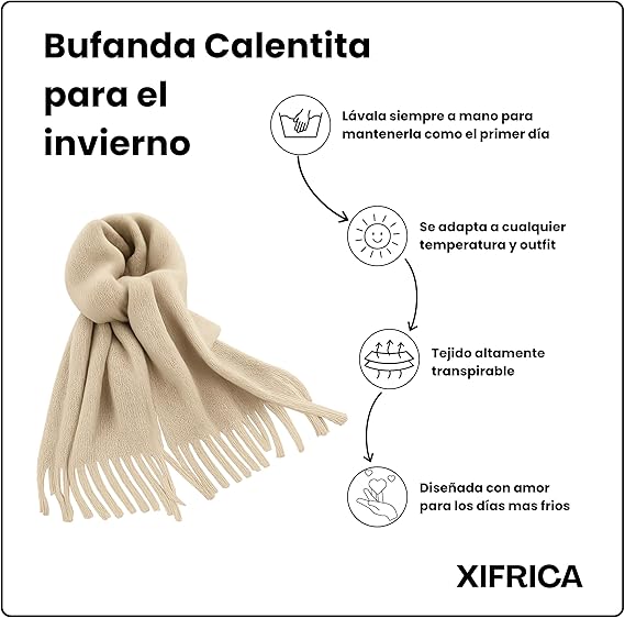 Bufanda de Mujer para Invierno Beige Claro