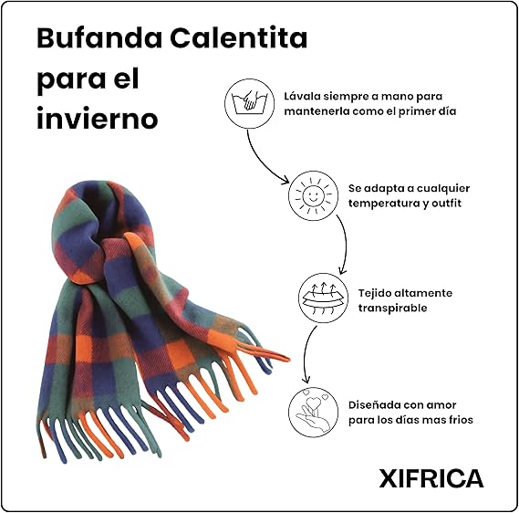 Bufanda de Mujer para Invierno Cuadros Colores