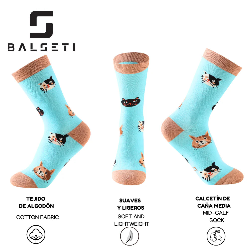 Calcetines mujer con colores y estampados divertidos de gatos