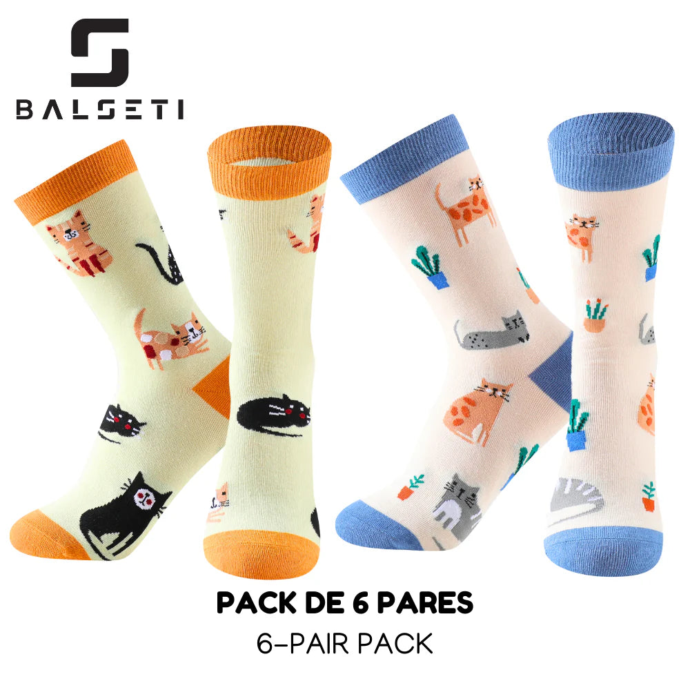Calcetines mujer con colores y estampados divertidos de gatos