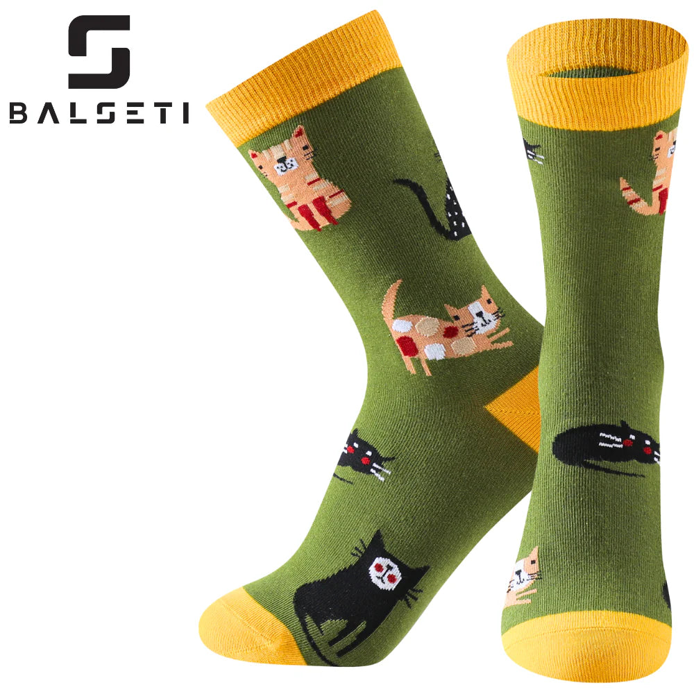 Calcetines mujer con colores y estampados divertidos de gatos