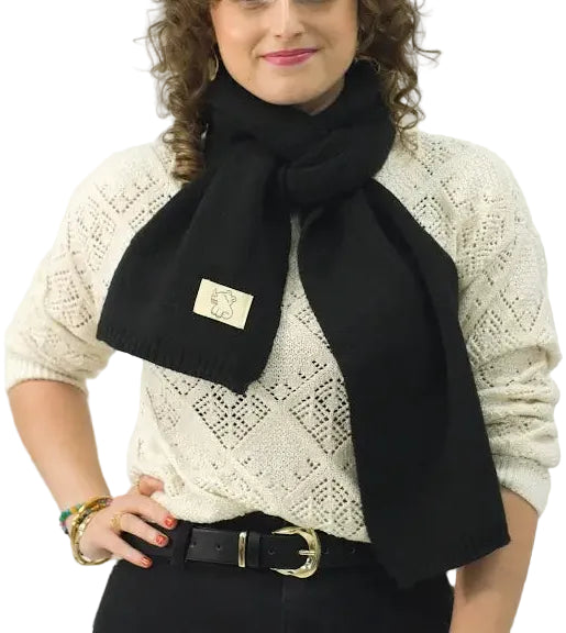 Bufanda Corta de Punto Suave Negro