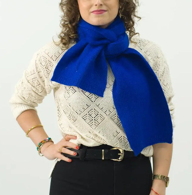 Bufanda Corta de Punto Suave Azul