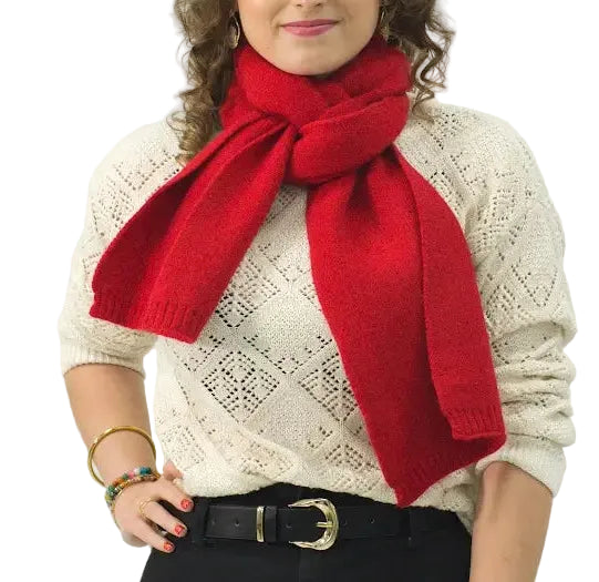 Bufanda Corta de Punto Suave Rojo
