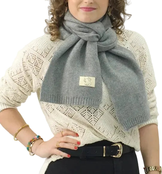 Bufanda Corta de Punto Suave Gris