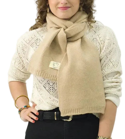 Bufanda Corta de Punto Suave Camel