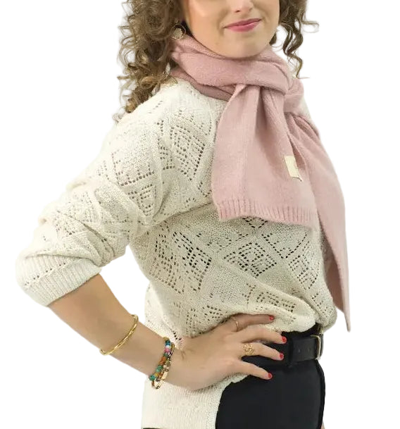 Bufanda Corta de Punto Suave Rosa