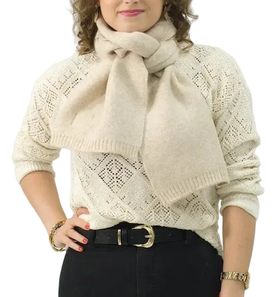 Bufanda Corta de Punto Suave Beige Claro