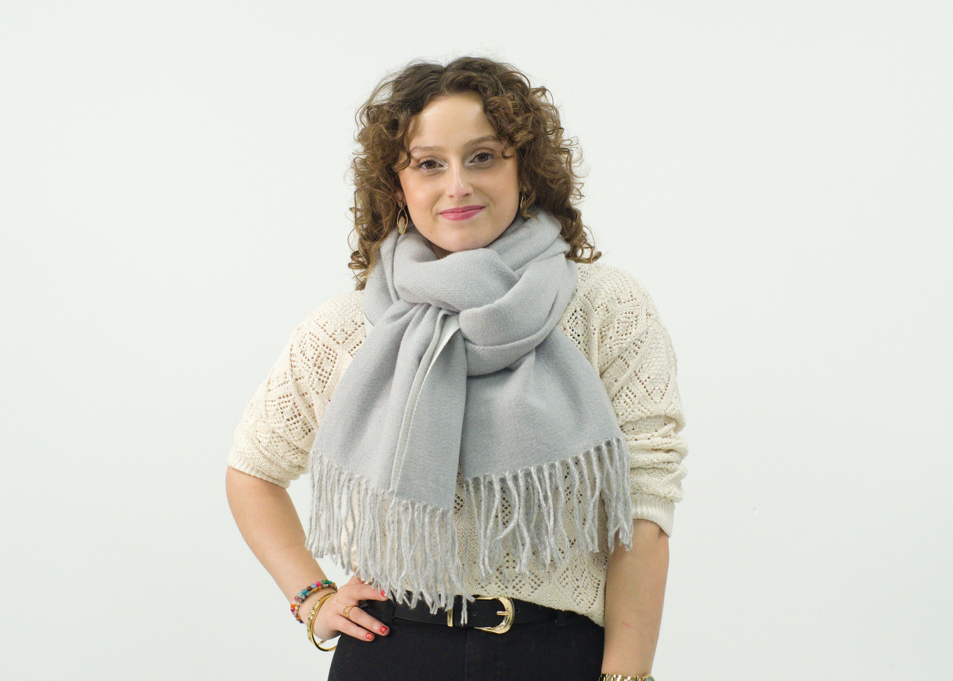 Bufanda larga para mujer con flecos