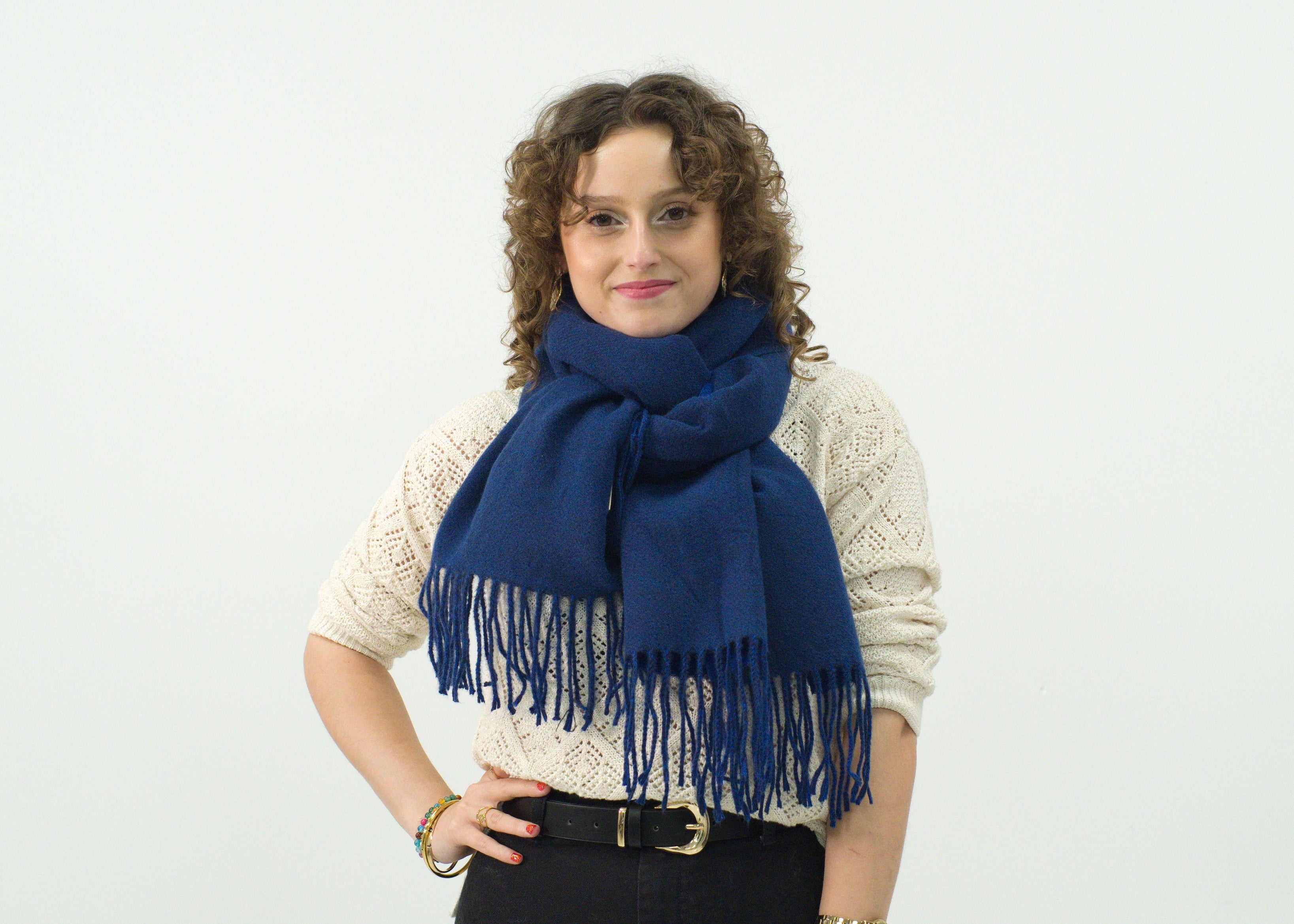 Bufanda larga para mujer con flecos