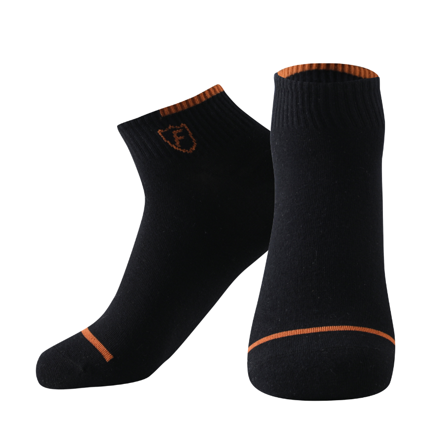 calcetín tobillero cómodo negro y naranja