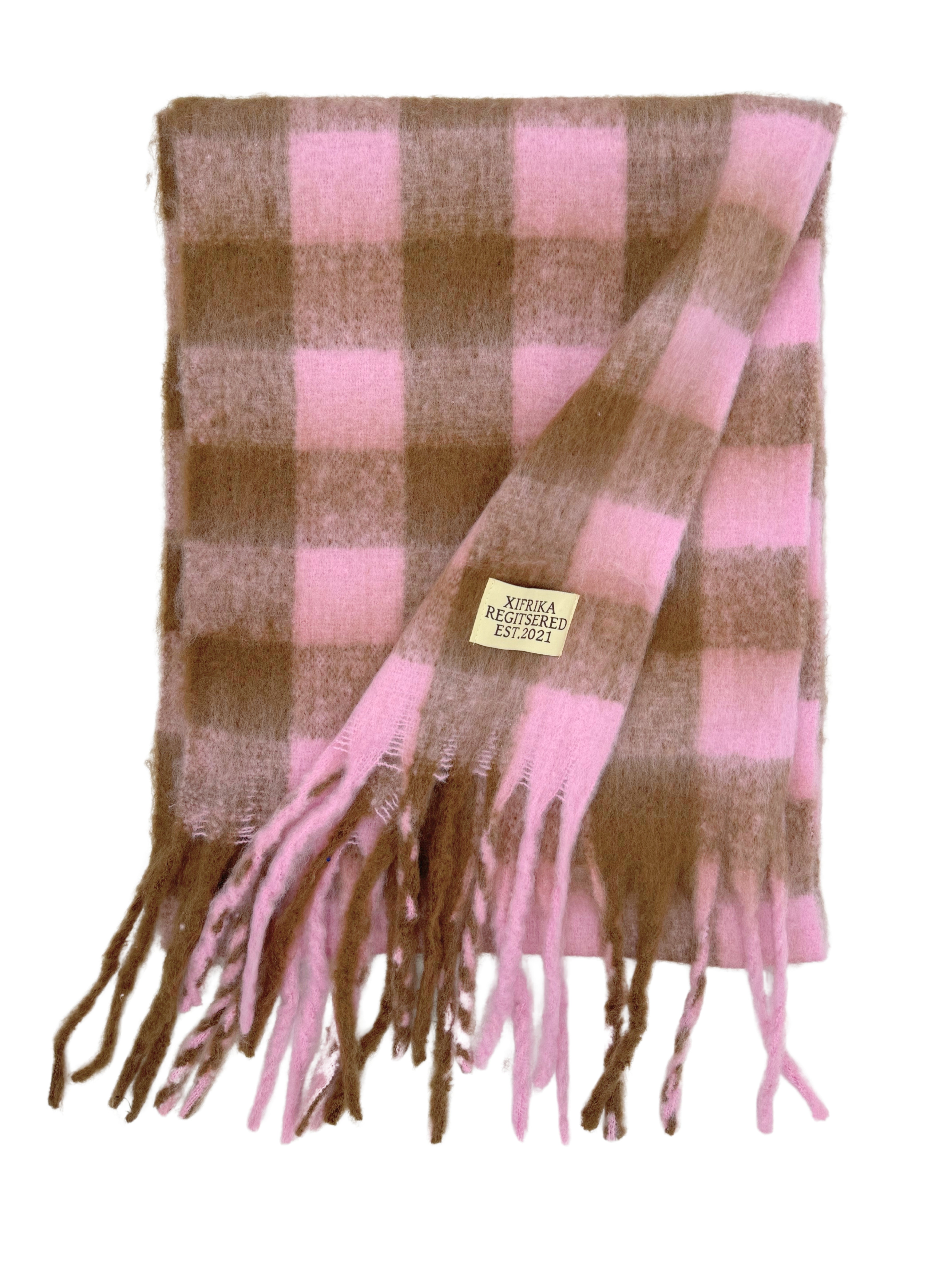 XIFRIKA Bufanda a cuadros de Mujer para Invierno XXL